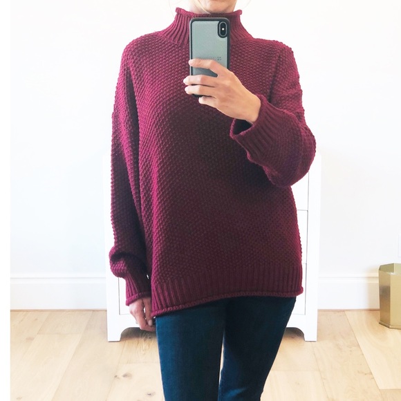 SONOMA Wine Red Pullover Loose Sweater - Picture 3 of 9
